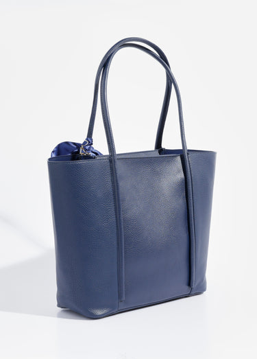 Sac shopping anses courtes + foulard Marine