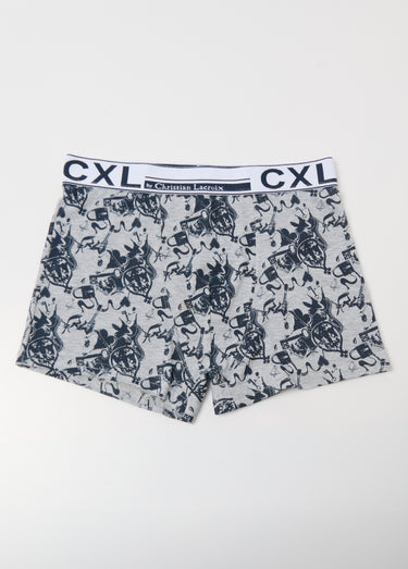 Boxer avec ceinture élastiquée, logo Imprime/Bleu