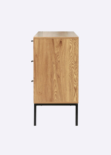 JAYA Buffet décor rotin, pieds métal Bois Clair