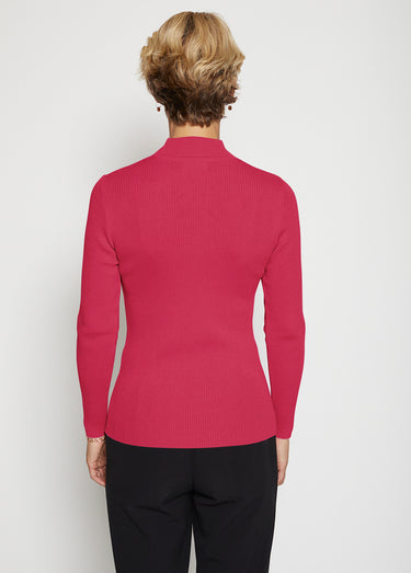 Pull col montant avec laine mérinos Framboise