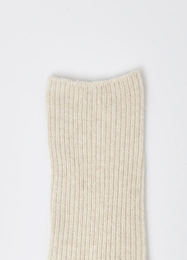 Chaussettes avec laine et à fines cotes Beige