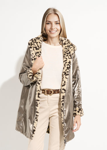 Parka réversible déperlant / léopard Bronze/Leopard