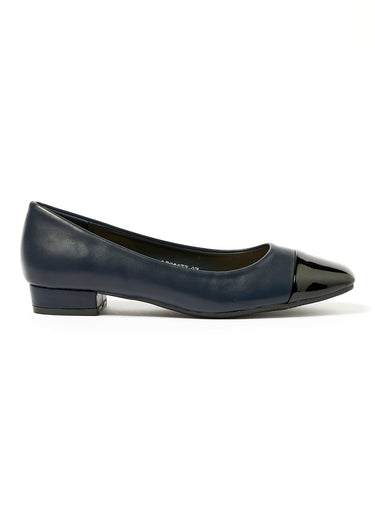 Ballerines chic bi matière petit talon Marine