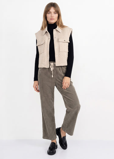 Veste sans manches maille fantaisie Ecru