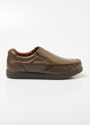 Mocassins élastiqués cuir semelle amovible Marron
