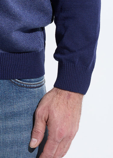 Pull col rond maille caviar coton Bleu