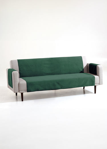 Protège-salon antiglisse tissu velouté Vert