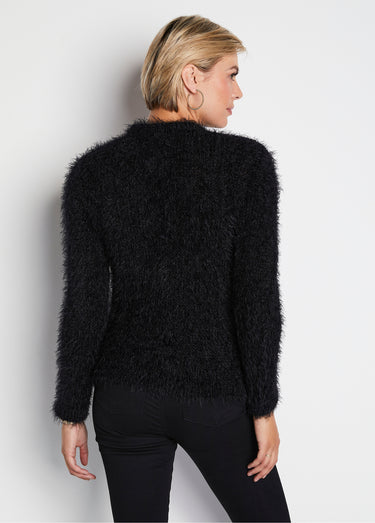 Gilet boléro court maille effet poilu Noir