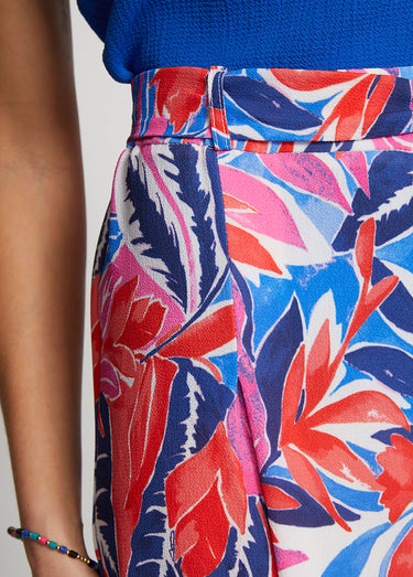 Jupe-culotte longue taille semi-élastiquée Rouge/Bleu