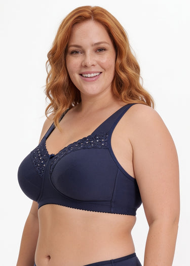 Soutien-gorge sans armatures brodé Marine