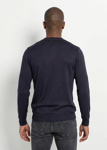 Pull col polo zippé, maille chevrons Marine