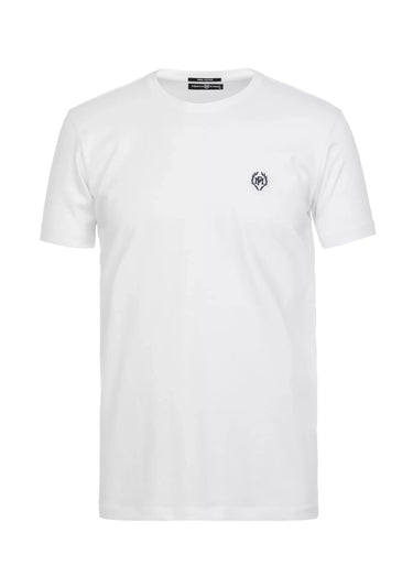 T-shirt col rond essentiel, logo poitrine Blanc