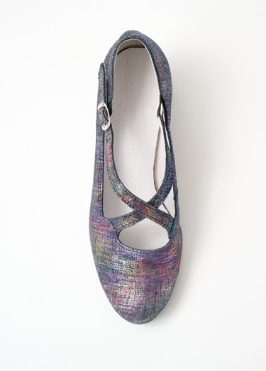 Escarpins largeur confort cuir Marine irisé