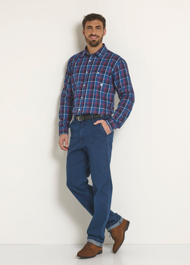 Chemise flanelle chaude grands carreaux Carreaux Bleu
