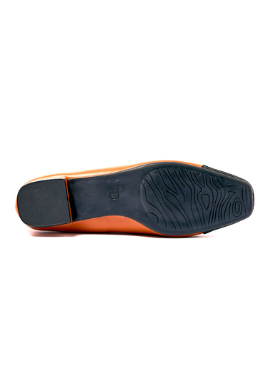Ballerines chic bi matière petit talon Camel