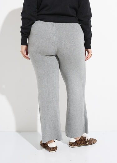 Pantalon large confort, jeu de mailles Gris