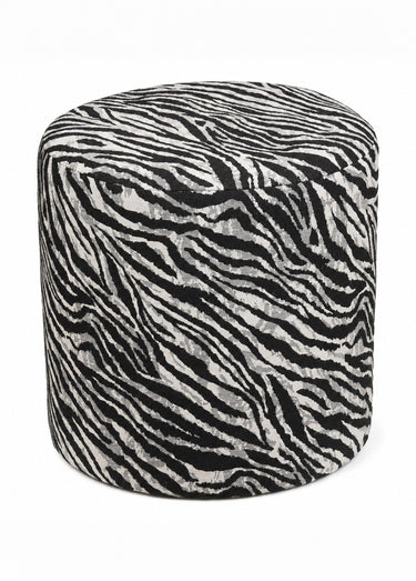 Pouf jacquard imprimé zèbre KIMBERLEY Noir / Blanc