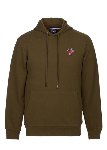 Sweat shirt kangourou à capuche, brodé Kaki
