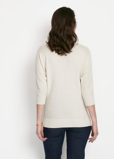 Pull maille brillante fantaisie ajourée Beige