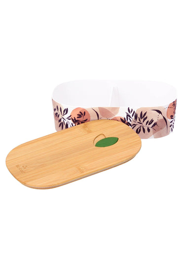 Lunch box repas 800ml couvercle bambou Rose