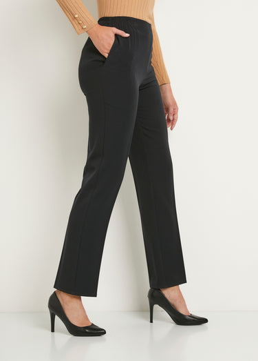 Pantalon droit taille semi élastiquée ventre plat Uni Marine