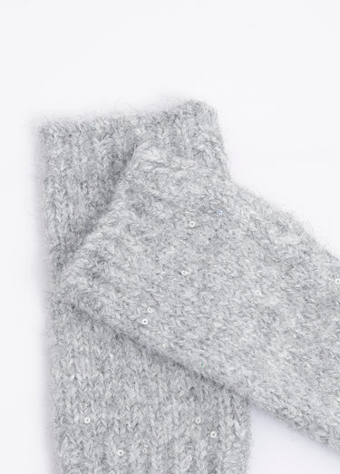 Mitaines maille brillante avec sequins Gris