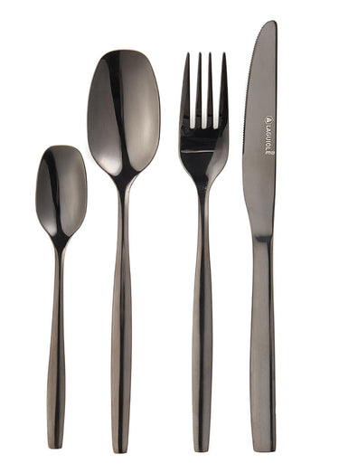Ménagère 24 pièces inox foncé, Elora Noir