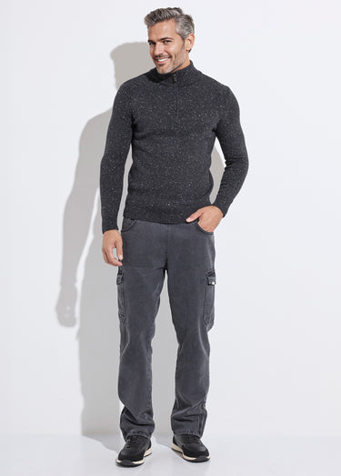 Pull col montant zippé, coupe ajustée Gris Anthracite