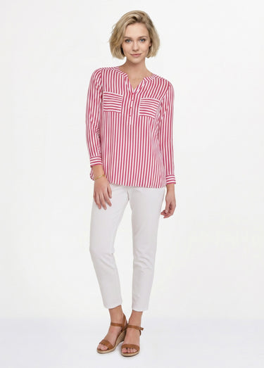 Tunique liquette longue rayée Fuchsia