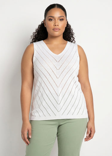 Pull débardeur fin ajouré coton Blanc