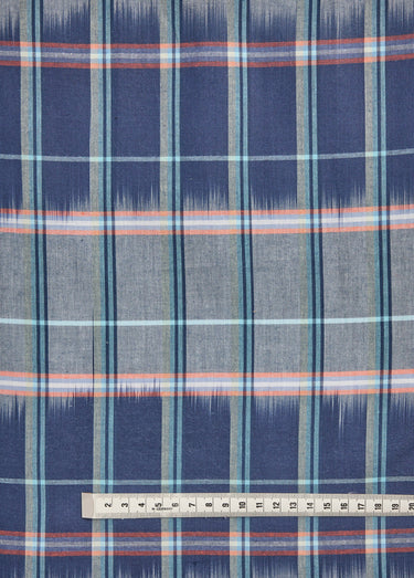Coupon tissu carreaux fantaisie, Outremer Carreaux Bleu