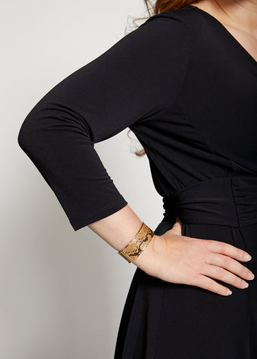 Robe courte cache-coeur en maille Uni Noir