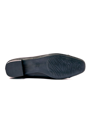 Ballerines chic bi matière petit talon Noir