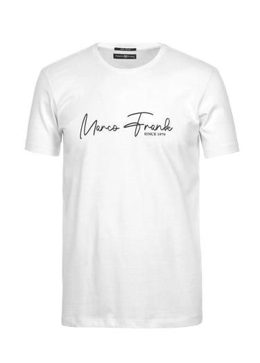 T-shirt col rond à message signature Blanc