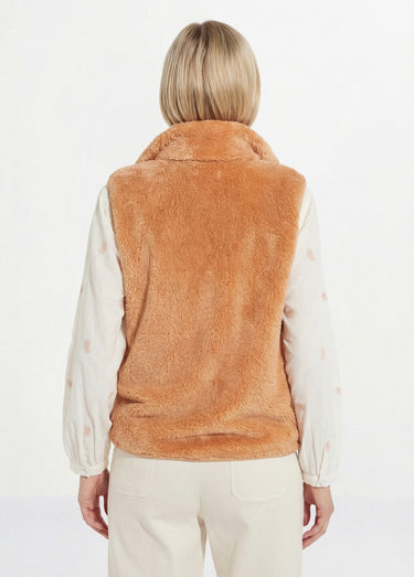Veste fausse fourrure sans manches col montant Chamois