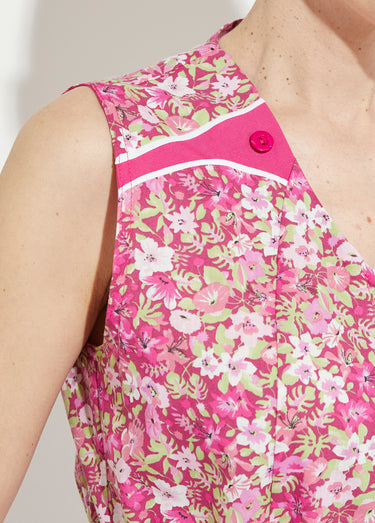Tablier zippé sans manches fleuri Rose