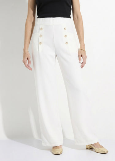 Pantalon effet pont taille élastiquée Blanc