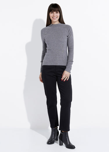 Pull col roulotté forme ajustée Gris
