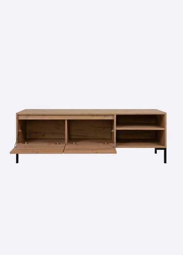 PLOCK Meuble TV décor chêne, 2 abattants Bois Clair
