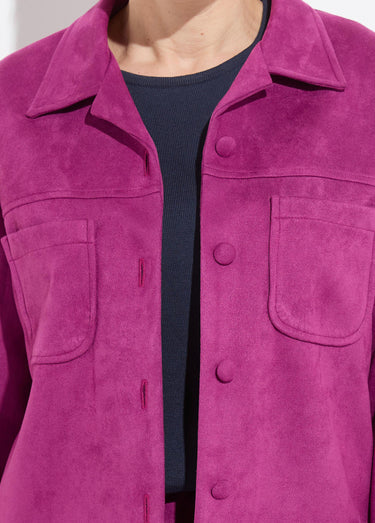 Blouson boutonné tissu suédé col cranté Cassis