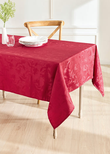 Nappe jacquard damassé végétal Calitex Rouge