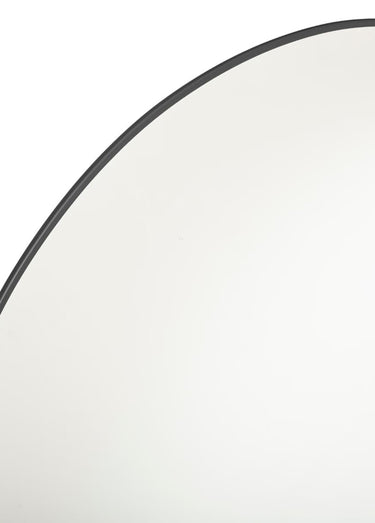 Grand miroir rond, contour fin aluminium Noir