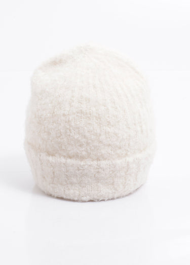 Bonnet cotelé en maille mousseuse Blanc