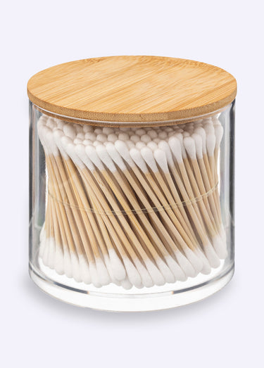 300 coton tiges + boite couvercle bambou Transparent / Bambou