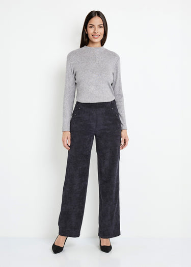Pantalon large velours milleraies Noir