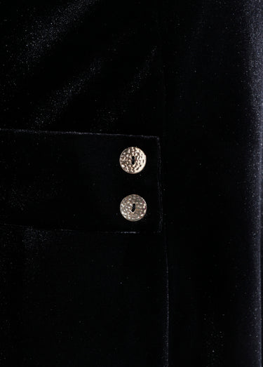 Robe en velours col rond, taille marquée Noir