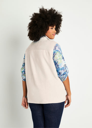 Blouson zippé sans manches polaire Beige Rose