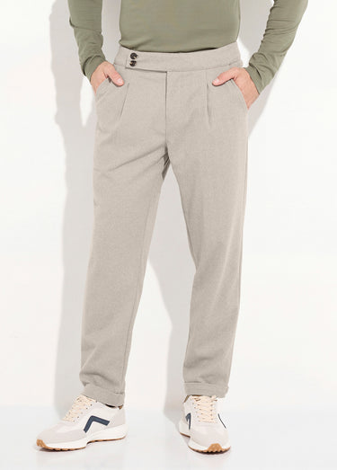 Pantalon chic à chevrons, aspect lainage Beige
