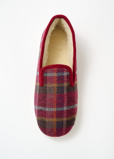 Chaussons mixtes largeur confort semelle feutre Ecossais Bordeaux