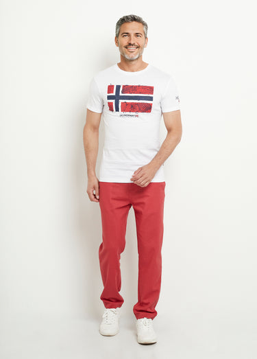 T-shirt col rond drapeau exotique Blanc